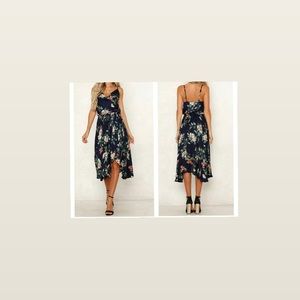 Summer Boho Sleeveless Floral Midi Dress.